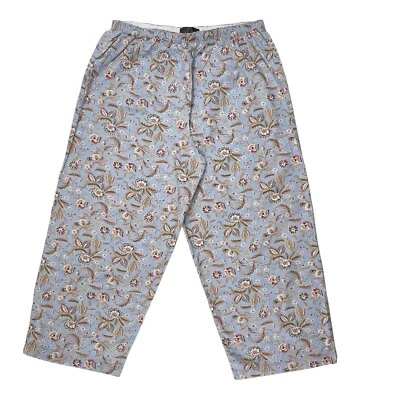 NWOT Vintage Ralph Lauren Tartan Plaid Label Capri Pants Womens M Blue Floral Foto 1 de 4