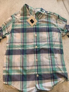 NEW Janie & Jack Boys Purple White Green Plaid Button Up Shirt 6 NWT $36US - Picture 1 of 7