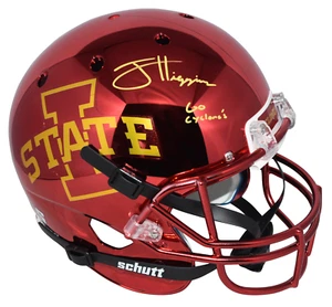 JAYDEN HIGGINS SIGNED IOWA STATE CYCLONES CHROME FULL SIZE HELMET BECKETT - Picture 1 of 1