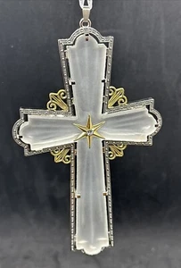 Hallmark Radiant Cross 2016 Weihnachten Andenken Ornament Glas Metall Gold Silber - Bild 1 von 7