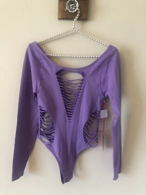 Nuevo con etiquetas Body Roma Concept Mujer Talla Pequeña Púrpura Manga Larga Recortes Foto 1 de 4