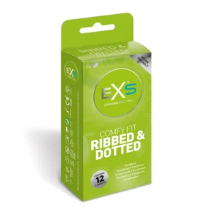 EXS Comfy Fit Ribbed and Dotted Condoms 12 Pack Erection Sex Aid, Penis Erect... - Picture 1 of 1