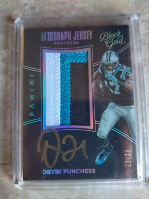 2016 Panini Black Gold Auto Jersey Prime /25 Devin Funchess #AJ-DF Auto - Image 1 of 2