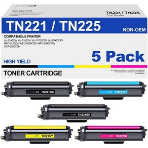 TN221 TN225 Toner Cartridge High Yield Replacement for Brother TN 221 TN 225 ... - Picture 1 of 7