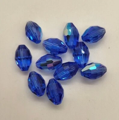 6pc Swarovski Crystal Sapphire AB Faceted Oval 5200 Beads; 10mm, 12mm, 15mm - Image 1 of 2