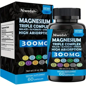 NIWEDAH Triple Magnesium Complex, 300mg of Magnesium Glycinate 60 capsules USA - Picture 1 of 5