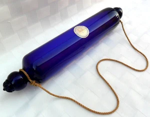 SELTENE BRISTOL BLUE THOS. WEBB & SONS KOBALTBLAUES GLAS NUDELHOLZ UNBENUTZT MIT ETIKETT - Bild 1 von 13