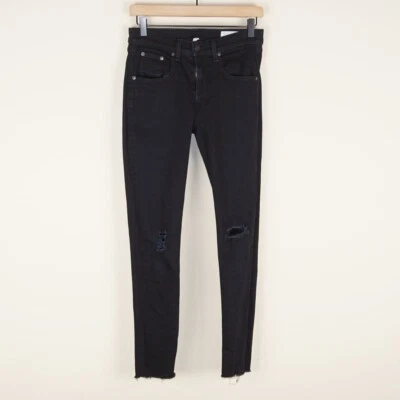 Rag & Bone High Rise Skinny Coal Distressed Dark Wash Jeans Womens Sz 26 - Image 1 of 4