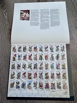 Hoja completa vintage 1981 de 50 estampillas de flores de aves estatales de 20 centavos franqueo de EE. UU. MNH Foto 1 de 4