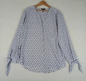 Jones New York Top Womens XL Button Up Polka Dot Blouse Office Designer Career - Picture 1 of 14