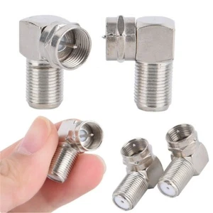 F-Type Male to Female 2pcs 90 Degree Angle Adapter Plug Antenna Plug TV Aerial - Afbeelding 1 van 8