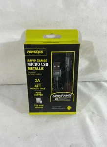 PowerXcel Rapid Charge Micro USB Metallic Charge/Sync Cable 2A 4 FT Pure Copper - Picture 1 of 1
