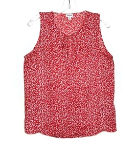 J. Top Crew Ditsy Floral Sin Mangas Para Mujer M Rojo Blanco Plisado Cuello Atado Verano - Imagen 1 de 10