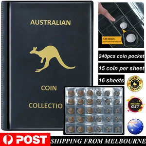 240 Pockets Coin Collection Book Holder Fit 50Cents Storage Money Penny Album AU - Picture 1 of 8