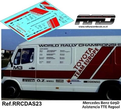 DECAL/CALCA 1/43:  Mercedes Benz 609D Asistencia TTE Repsol - Imagen 1 de 2