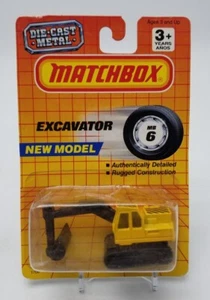 Matchbox 1990 EXCAVATOR (New Model) MB-6 Yellow Black DieCast 1/64 New Old Stock - Picture 1 of 11