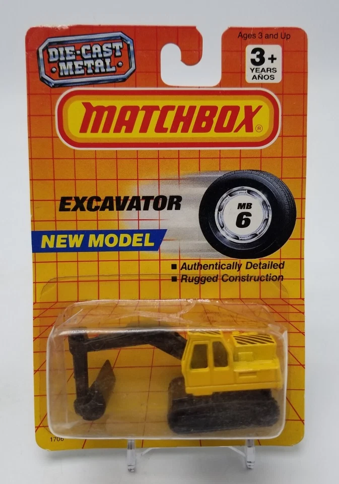 Matchbox 1990 EXCAVATOR (New Model) MB-6 Yellow Black DieCast 1/64 New Old Stock - Image 1 of 4