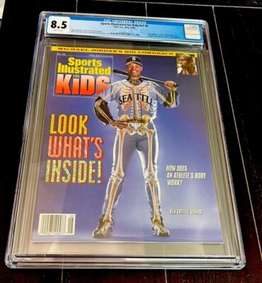 KEN GRIFFEY JR 罕见 SI 儿童封面 1995 年西雅图海军带卡 CGC 8.5 — 第 1/3 张图片