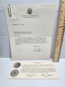 Olin E. Teague Texas rappresentante della Camera NASA lettera Apollo autografo firmato - Foto 1 di 1