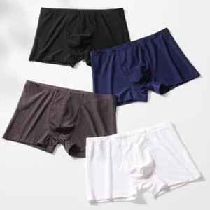3Pack Mesh Boxer Briefs Men's U Convex Pouch Underwear Breathable Solid Thin - Picture 1 of 24