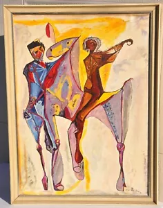 Quadro vintage metà secolo moderno MCM astratto arte contemporanea originale vecchio - Foto 1 di 10