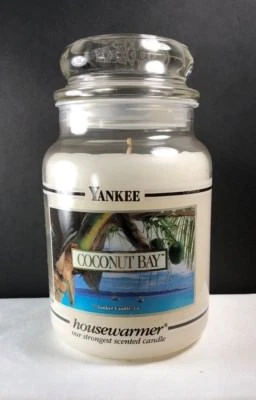 Yankee Candle Housewarmer COCONUT BAY Black Band 22 oz Glass  Unused  - Image 1 of 4