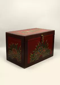 Caja de madera de loto tibetano pintada a mano - extra grande - Imagen 1 de 5