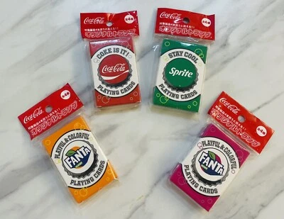 Coca Cola Playing Cards 4 decks set . Cola , Fanta orange , Fanta grape , Sprite - Image 1 of 4