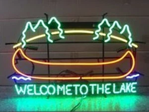 New Welcome To The Lake Neon Light Sign Lamp Poster Real Glass Decor 24"x20" - Picture 1 of 1