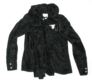 New $768 Black Leopard Print SILK BLOUSE Edward Achour Paris Women's M 6 EU 36 - Picture 1 of 9