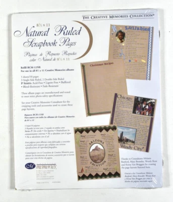 Creative Memories Natural Ruled Refill Pages 8.5x11 5 Sheets 10 Pgs RCM-11NR NEW - Image 1 of 4