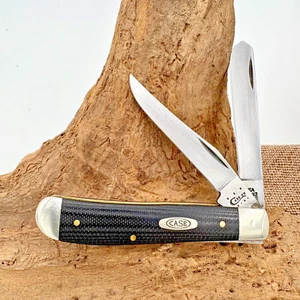 CASE XX USA MINI TRAPPER SMOOTH BLACK MICARTA 10207 SS (27822) POCKET KNIFE -231 - Picture 1 of 6