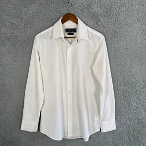 Mizzen Main Shirt Mens Medium White Performance Button Up Trim Fit Leeward - Picture 1 of 11