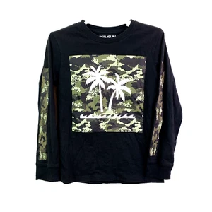 Fifth Sun Boys Size M Black Green Camo Palm Tree Long Sleeve Graphic T-Shirt - Picture 1 of 4