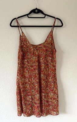 Vestido Victoria's Secret Y2k Floral Naranja Paisley Ajustable Sin Mangas Talla Grande Foto 1 de 4