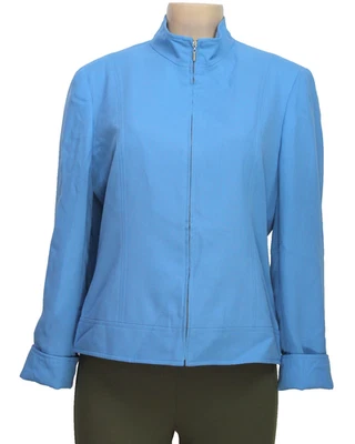 Chaqueta para mujer Evan Picone cremallera completa manga larga azul talla 12 Foto 1 de 4