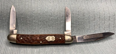 German Eye 3 blade stockman rustless bone handle - Image 1 of 4