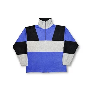 C&A Purple Black & Grey Colour Blocked 1/4 Zip Fleece Size Large - Picture 1 of 8