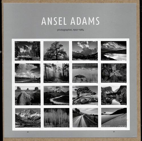 ANSEL ADAMS PHOTOGRAPHER AMERICAS SCENIC PLACES #5854 US FOREVER 16 STAMPS SHEET