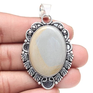 Pendant Polygram Jasper Gemstone Handmade Antique Silver Jewelry 2.25" - Picture 1 of 7