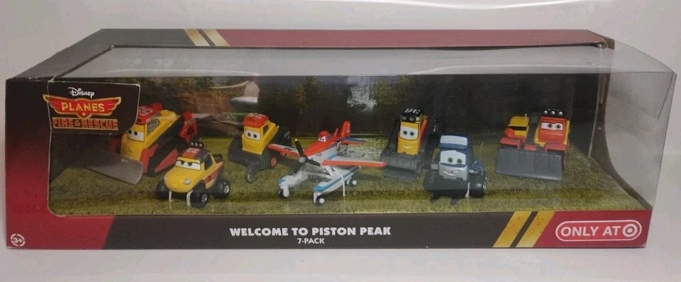 DISNEY PIXAR COCHES AVIONES RESCATE DE INCENDIOS BIENVENIDOS A PISTON PEAK PAQUETE DE 7 • NUEVO/SELLADO Foto 1 de 4