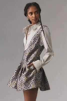 Mini Vestido ANTHROPOLOGIE Dosfer Volantes-Gris Medio Floral Manga Larga-NUEVO CON ETIQUETAS Foto 1 de 4