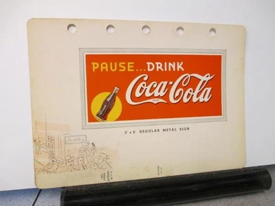 COCA COLA 1940 tienda letrero de metal vendedor muestra botella de refresco rojo regular #1 Foto 1 de 2