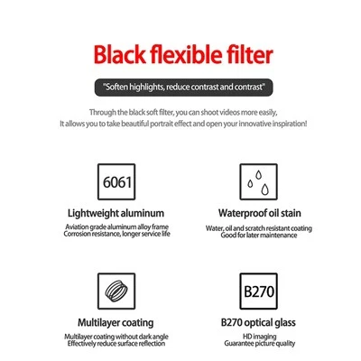 Black Diffusion 1/8 Lens Filter Black Mist Diffusion Lens Filter For Video Shoot - Image 1 of 4