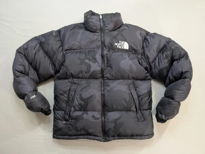 The North Face Mens Small Retro Nuptse Camo 700 Down Black Puffer Jacket - Image 1 of 4