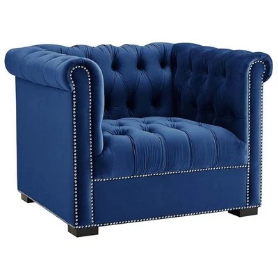 Modway Heritage Tufted Performance Velvet Accent Armchair in Midnight Blue - Image 1 of 4