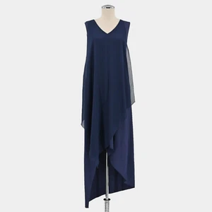 SOFT SURROUNDINGS Womens Amalfi Dress Size XS Blue Navy Jersey Chiffon Lagenlook - Picture 1 of 11