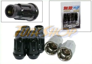 MUTEKI SR48 4 WHEELS LOCK LUG NUTS SET 12X1.25 1.25 ACORN RIMS OPEN END BLACK S - Picture 1 of 2