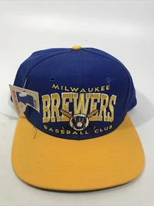 Vintage 90s milwaukee brewers club MLB Baseball Eds West Signatures Snapback Hat - Picture 1 of 12