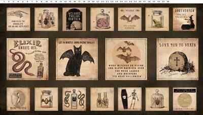 Panel gótico Halloween 24" Y4437-71 óxido gatos murciélagos serpientes panel de tela Foto 1 de 2